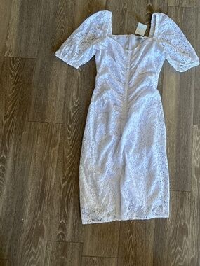 Reserved White Lace Midi Dress with Bell Sleeve -NWT
